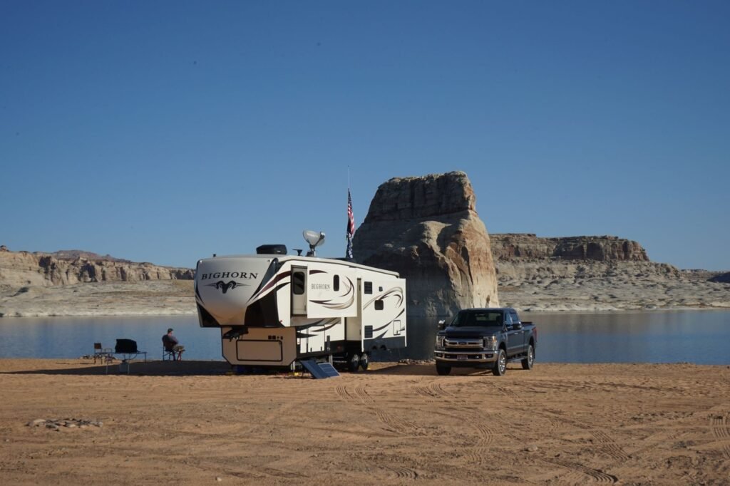 The 2026 Dometic H2O-Gen RV Atmospheric Water Generator mounted on a travel trailer in an off-grid mountain setting. practical detail